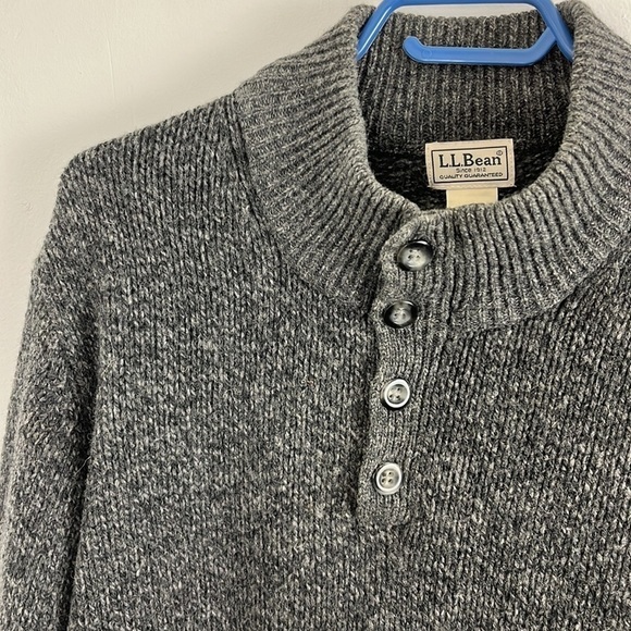 L.L Bean Grey Lambswool Mock-Neck Sweater - Picture 3 of 5